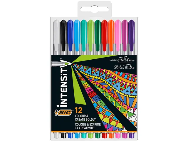 Fineliner Bic Intensity medium assorti pak à 12 stuks