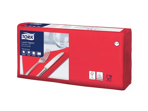 Tork 477210 Lunchservet 33x33cm 2-laags 1/4 vouw 10x200st Rood