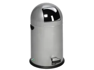 Push & Kick Afvalbak Staalplaat 22 Liter 640x355mm Met Pedaal Zilver - 1