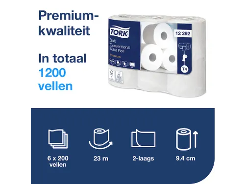 Toiletpapier Tork T4 Premium 2-laags 200 vel wit 12292