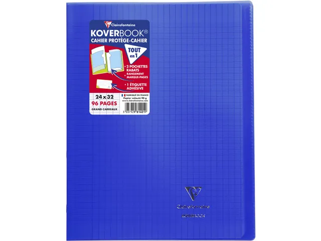 Schrift Koverbook A4+ 48 vel Seyès, kaft in PP assorti transparant