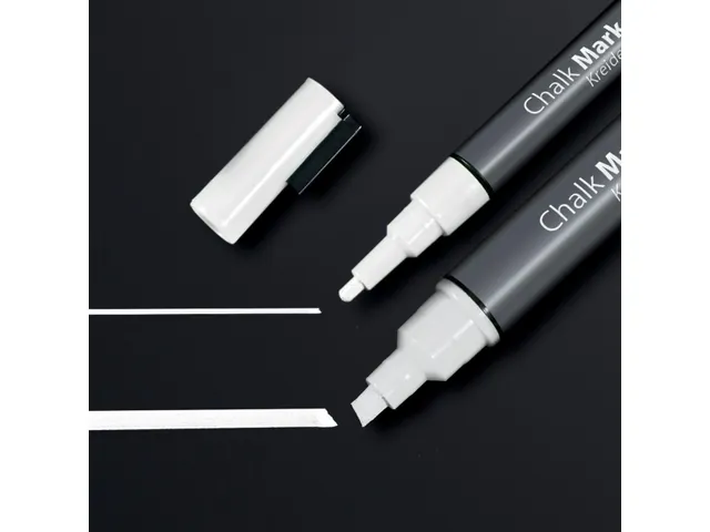 Krijtstift Sigel wit set 2 stuks ronde- en beitelpunt