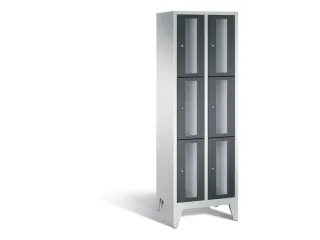 lockerkast 1850x610x500mm 2x3 vakken Cilinderslot Poten, RAL7021 - 2