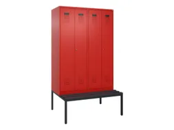 locker met bank,voor scheiding van kleding,HxBxD 2120x1200x815mm,4vak