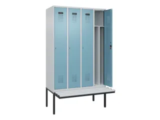 locker met bank,voor scheiding van kleding,HxBxD 2120x1200x815mm,4vak - 1
