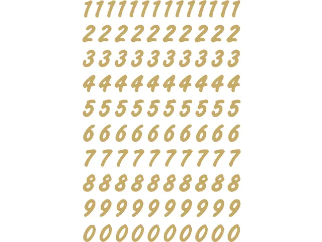 Etiket Herma 4151 8mm Getallen 0-9 Goud op Transparant 208 stuks
