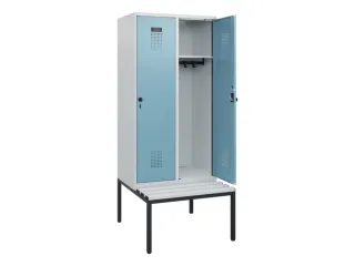 locker met bank,HxBxD 1950x800x815mm,2vak,vak B 400mm,draaigrendel - 1