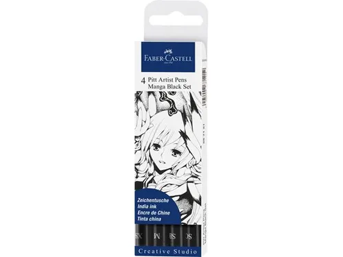 Tekenstift Faber-Castell Pitt Artist Pen Manga 4-delig etui zwart
