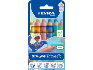 Kleurpotlood LYRA Groove Triple One extra dik set à 6 pastelkleuren - 1