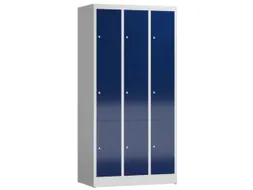 Lockerkast 1800x870x500mm 3x3 vakken cilinderslot, sokkel, RAL5010