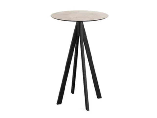 statafel,HxØ 1090x700mm,rond,4voeten zwart,blad HPL Moonstone