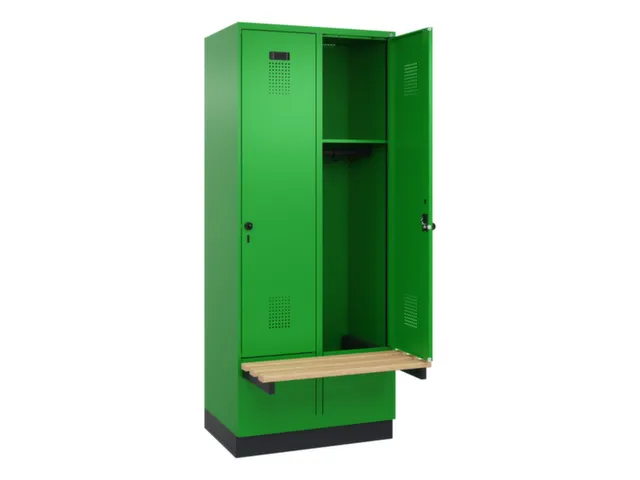 locker met bank,HxBxD 1950x800x815mm,2vak,vak B 400mm,draaigrendel