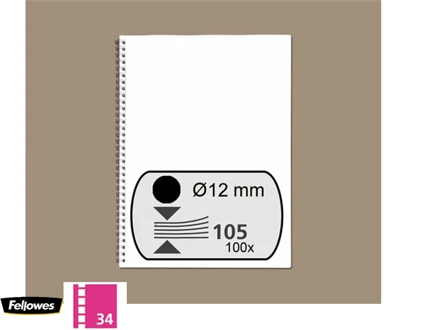 Draadrug Fellowes 12mm 34-rings A4 zwart 100stuks