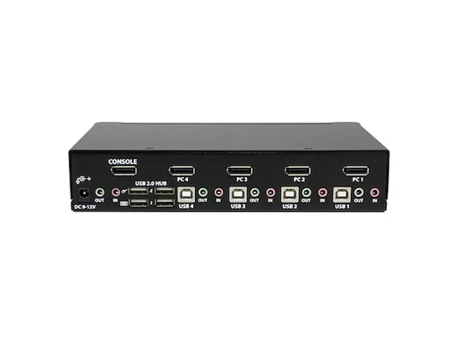4-Poorts USB DisplayPort KVM Switch met audio