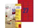 Gekleurde etiketten Avery Zweckform 63.5x29.6mm Neon Rood 675 Stuks