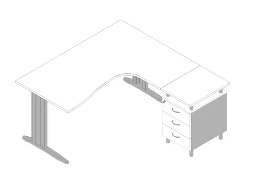 Bureauset Bureau Staand Ladeblok Rechts 730x1600x1650mm Wit