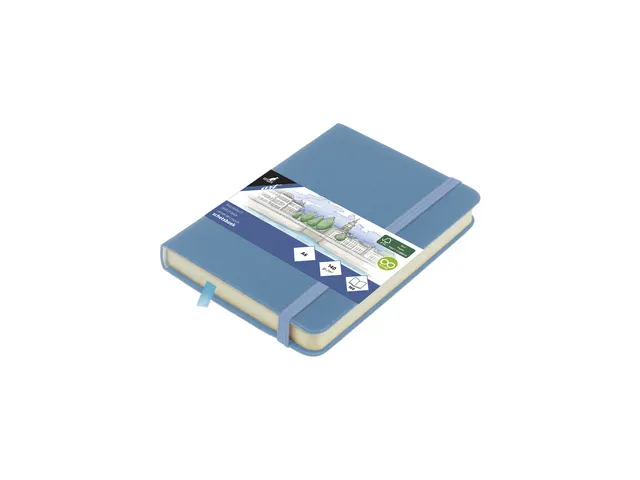 Schetsboek Kangaro A6 sky blue PU HC 80 vel 140gr roomwit met elastiek