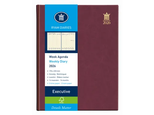 Agenda 2027 Ryam Executive Mundior 7dagen/2pagina's bordeaux