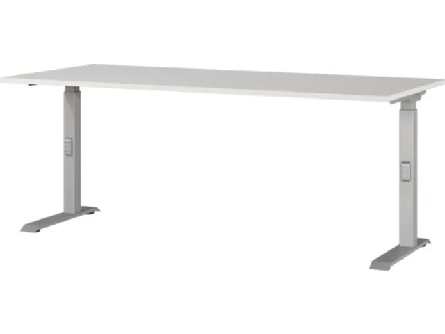 In hoogte verstelbaar bureau,HxBxD 680-910x1800x800mm,blad lichtgrijs