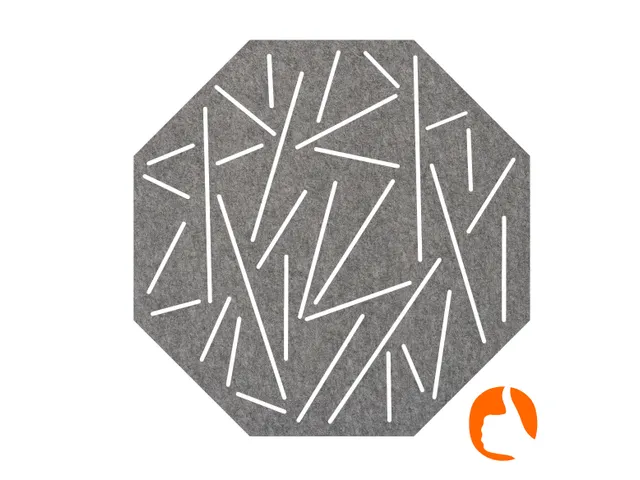 Akoestisch wandpaneel 8-hoek met patroon uitsnede 100x100cm Grijs