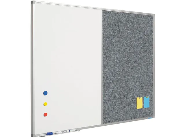 Combibord Wit Donkergrijs 60x90cm Whiteboard / Prikbord