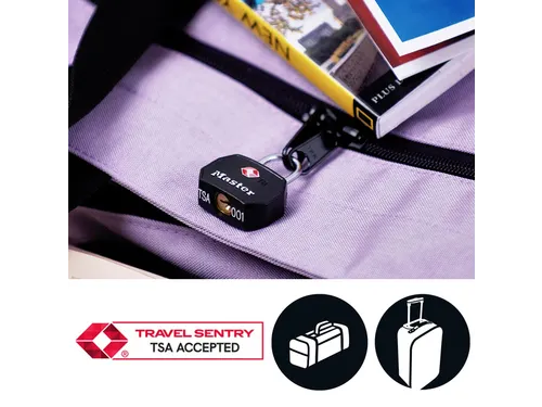 Hangslot Masterlock 2 gelijksluitend aluminium TSA zwart 30mm