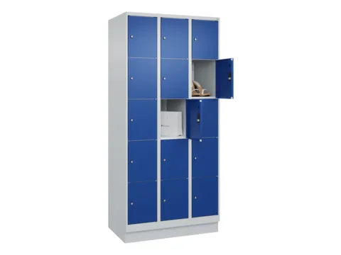lockerkast,HxBxD 1950x900x500mm,3x5vakken,vak B 300mm,cil.-slot,sokkel