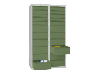 ladekast HxBxD 1800x1000x500mm 22laden RAL7035 front RAL6011 - 1