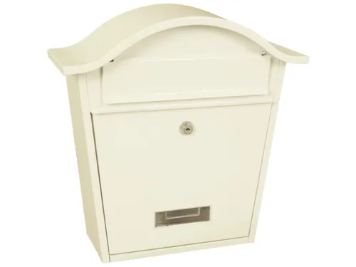 muurbrievenbus,staal,wit,HxBxD 370x362x133mm,inworp/uitname voor