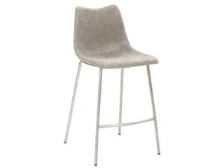 Barkruk mySOLO 4-poten RVS met Zitting kunstleder Vintage Grijs - 1
