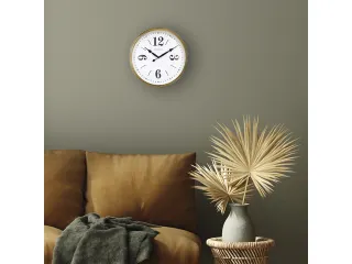 Landelijke wandklok - 39cm - Stille klok - Wit/ Goud- NeXtime "Classic - 9