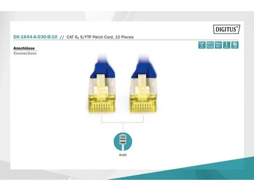 CAT 6A S/FTP PATCH CORD 10P AWG 26/7 3m