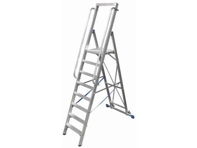 verrijdbare treden-platformladder eenzijdig 8treden stand H 1 9m