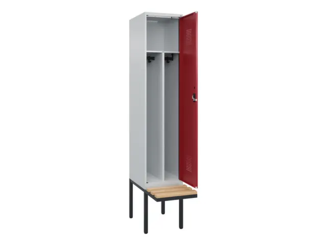 locker met bank,voor scheiding van kleding,HxBxD 2120x400x815mm,1vak