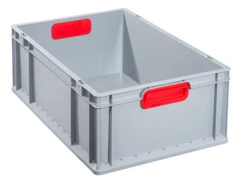 Euronorm-stapelbak 220x600x400mm Pp Wand/bodem Gesloten Grijs/rood