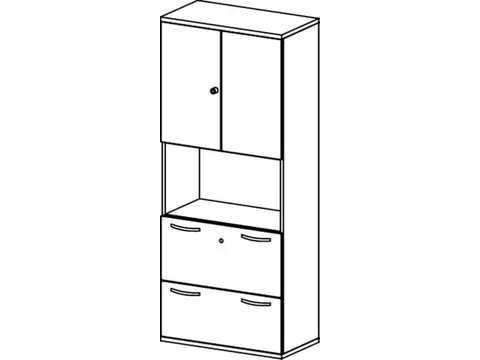 kantoorkast HxBxD 1920x800x430mm romp onyxgrijs decor front lichtgrijs