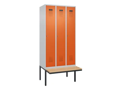 locker met bank,voor scheiding van kleding,HxBxD 2120x900x815mm,3vak