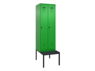 locker met bank,voor scheiding van kleding,HxBxD 2120x600x815mm,2vak - 2