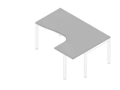 hoek-bureau,HxBxD 755x1600x1200mm,blad grijs,verdieping rechts