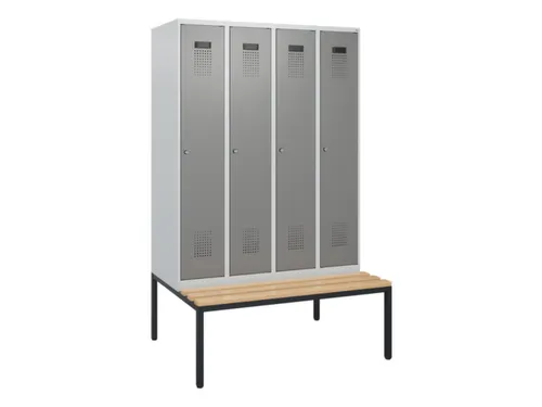locker met bank,HxBxD 1950x1200x815mm,4vak,vak B 300mm,cilinderslot