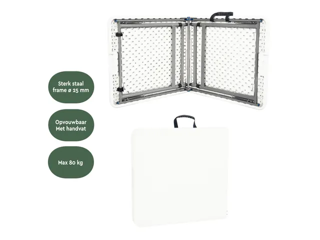 Table pliante BRASQ 120x60x74cm FC120 blanc