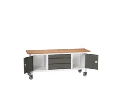 werkbank,HxBxD 830x2000x600mm,multiplexblad,uitrusting: 3laden,2kasten