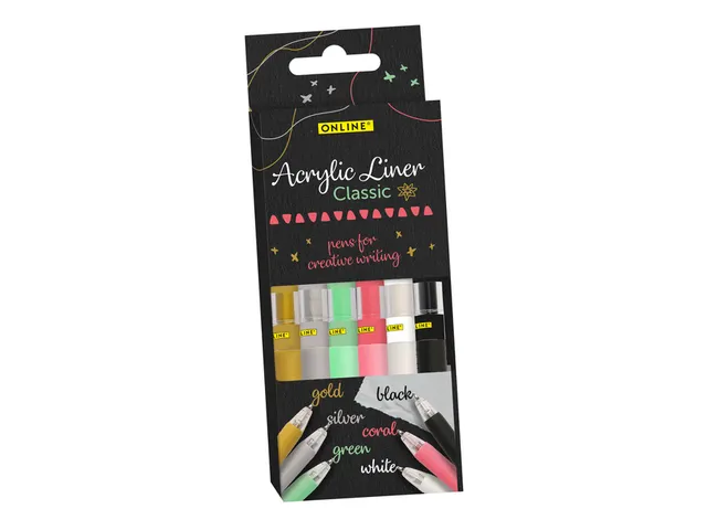 Acrylliner Online classic assorti 6 stuks