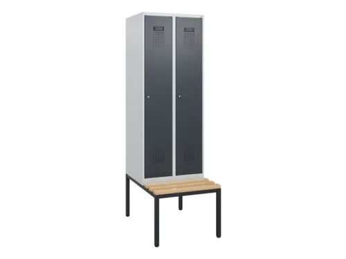 locker met bank,HxBxD 1950x600x815mm,2vak,vak B 300mm,cilinderslot