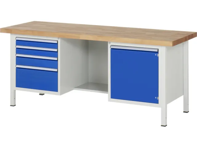 werkbank,HxBxD 840-1040x2000x700mm,beukblad,draagverm. 1250kg,4voeten