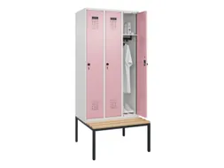 locker met bank,HxBxD 2120x900x815mm,3vak,vak B 300mm,draaigrendel