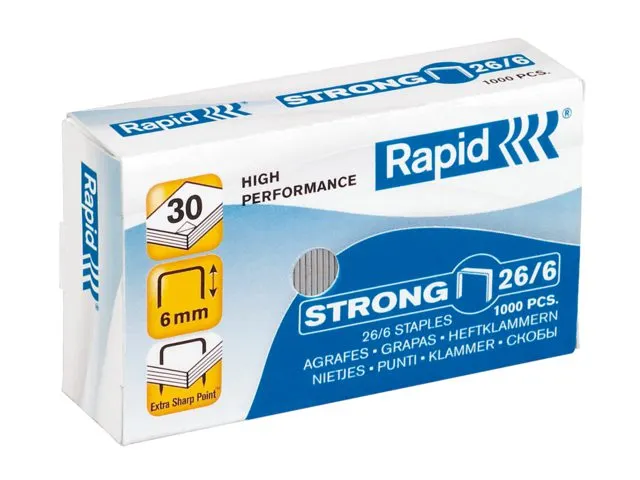 Nieten Rapid 26/6 gegalvaniseerd strong 1000 stuks