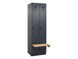 locker met bank,HxBxD 1950x600x815mm,2vak,vak B 300mm,draaigrendel - 2