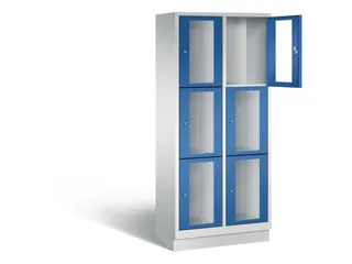 Lockerkast 1800x810x500mm 2x3 vakken Cilinderslot, Sokkel, RAL5010 - 1