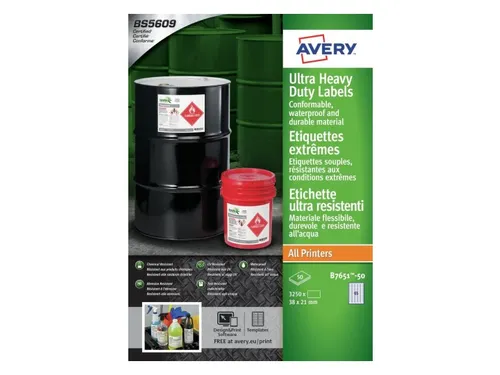 Etiket Avery B7651-50 38x21mm polyethyleen wit 3250 stuks